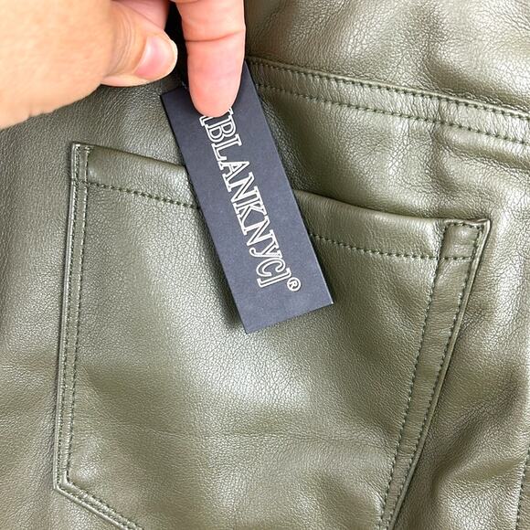 Blank NYC Franklin Womens 26 High Waist Wide Leg Green Vegan Leather Pants NEW - Picture 8 of 11